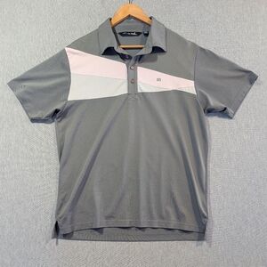Travis Mathew Premium Golf Polo Shirt Men's Large Gray Pink